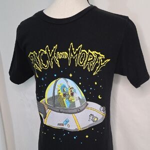 Men's Small Rick and Morty‎ Space Adventure Black T-Shirt